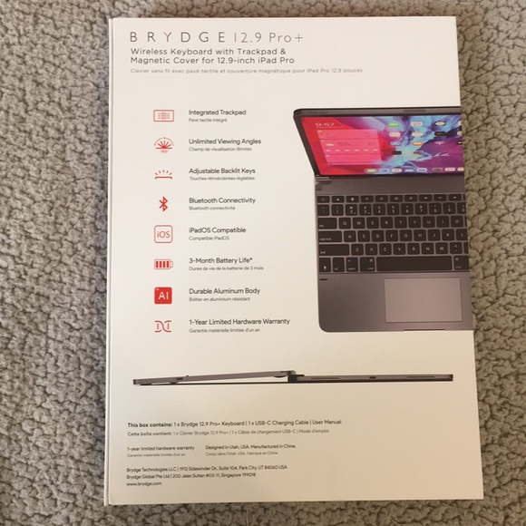 Brydge Pro+ Wireless Keyboard 12.9” iPad Pro - Picture 2 of 4